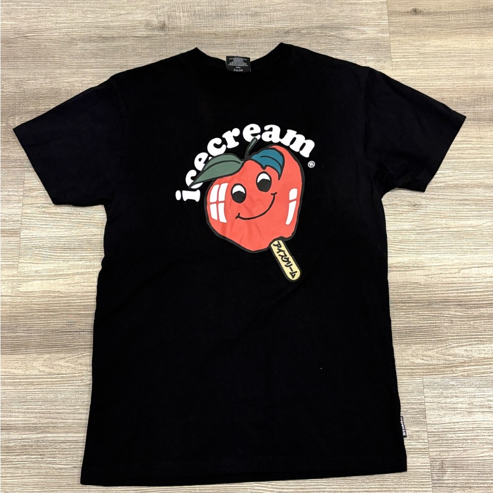 Icecream Black Tee with Red Graphic